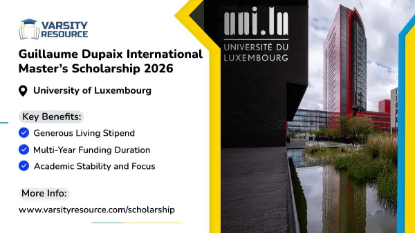 Guillaume Dupaix International Master’s Scholarship 2026 at University of Luxembourg